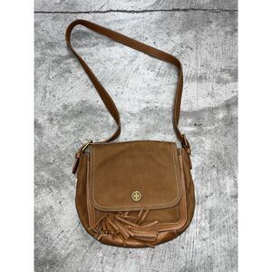 Tory Burch Brown Leather Crossbody Fridge Tassle